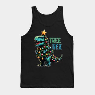 Christmas Dinosaur Tree Rex Funny Christmas Tree Tank Top